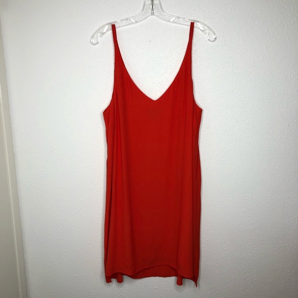 TopShop Red/ Orange V-neck Slip Dress Size 12 - Picture 3 of 6